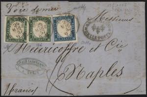 1857 - 5 cent. smeraldo scuro + 20 cent. ... 
