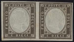 1860 - 10 cent. bruno olivastro scuro, n° ... 