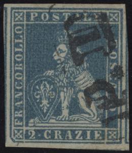 1851 - 2 crazie azzurro chiaro su grigio, ... 
