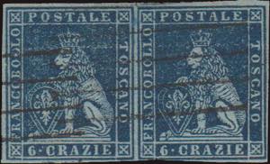 1851/52 - 6 crazie azzurro scuro su ... 
