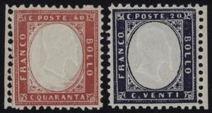 1862 - 20 e 40 cent. dentellati, n° 2/3, ... 