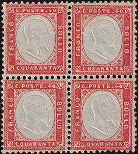 1862 - 40 cent. rosso carminio, n° 3, in ... 