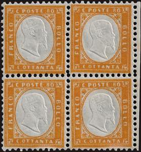 1862 - 80 cent.  giallo arancio, n° 4, in ... 