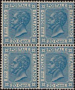 1865 - 20 cent.  azzurro (chiaro), n° ... 