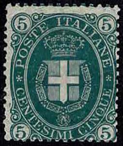 1891 - 5 cent. verde, Stemma Sabaudo, n° ... 