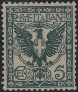 1901 - Floreale 5 cent. verde azzurro, n° ... 