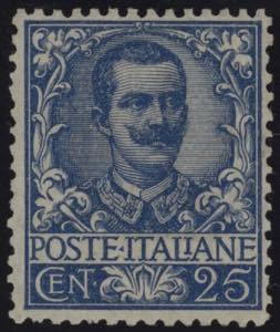 1901 - Floreale 25 cent. azzurro, n° 73, ... 