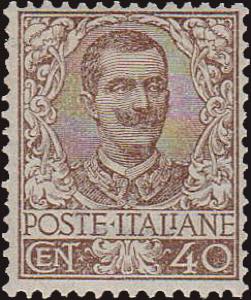 1901 - Floreale 40 cent. bruno, n° 74, ... 