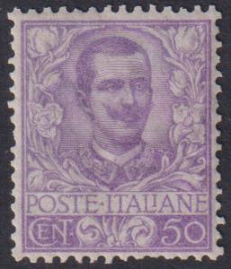 1901 - Floreale 50 cent. malva, n° 76, ... 
