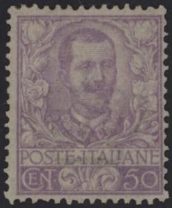 1901 - Floreale 50 cent. malva, n° 76, ... 