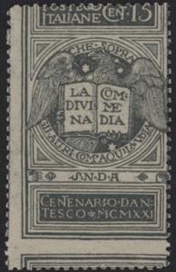 1921 - Dante 15 cent. grigio non emesso, n° ... 