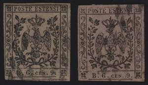 1853 - BG piccoli, SxG n° 2 + 2a, nelle due ... 