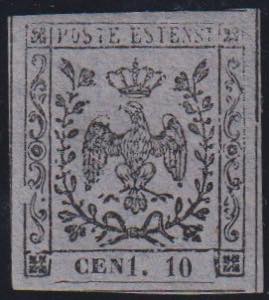 1857 - 10 cent. grigio con varietà CEN1, ... 