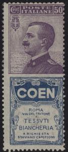 1924 - Coen 50 cent., Pubb n° 10, ottimo, ... 