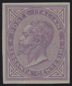 1863 - 60 cent. violetto, n° P21, ottima ... 