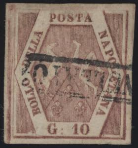 1858 - 10 grana rosa lillaceo, n° 10a, ... 