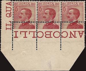 1918 - 60 cent., n° 111, splendida striscia ... 