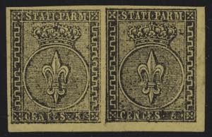 1852 - 5 centesimi giallo arancio, n° 1, ... 