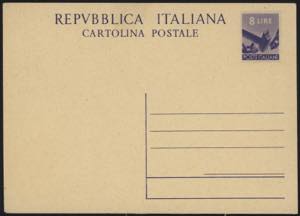 1947 - Democratica 8 lire su camoscio, CP ... 