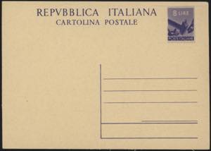 1947 - Democratica 8 lire su camoscio, CP ... 