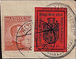 1918 - 10 h. rosso mattone + 20 cent. ... 
