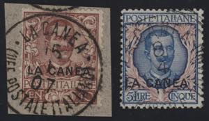 1905 - LA CANEA - Floreale 10 cent. e 5 ... 