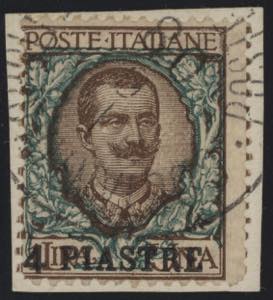1908 - 4 PIASTRE su 1 Lira Floreale ... 