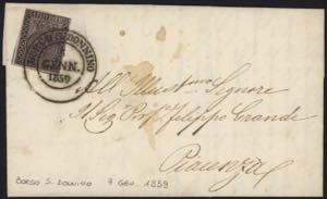 1852 - 15 cent. rosa, n° 3, ottimo, su ... 