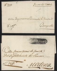 1807/1855 - SANITA - 4 Lettere con segni di ... 