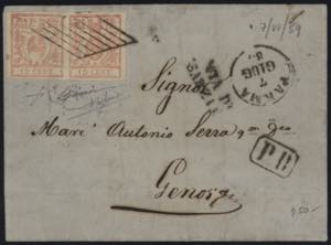 1859 - 15 cent. vermiglio, n° 9, ottima ... 