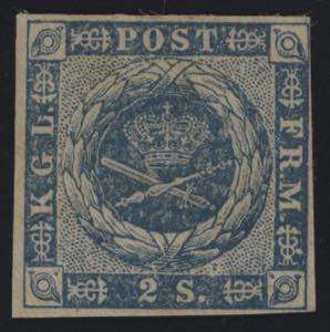1854 - 2 s. azzurro, n° 3, ottimo, nuovo ... 