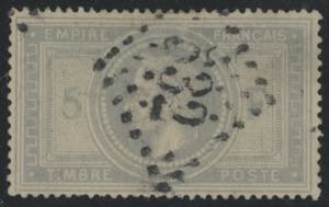 1863 - 5 F. grigio azzurro, n° 33a, ... 