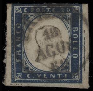 1859 - 20 cent. di Sardegna utilizzato ... 
