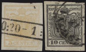 1850 - 5 e 10 cent., n° 1/2, ottimi, lusso. ... 