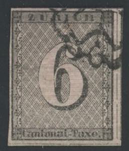 1843 - Zurigo, cifra grande, 6 r., linee ... 
