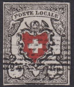 1850 - POSTE LOCALE, 5 Rp. rosso e nero, n° ... 