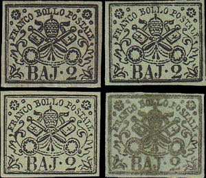 1852 - 2 bajocchi, n° 3 + 3 (certificato ... 