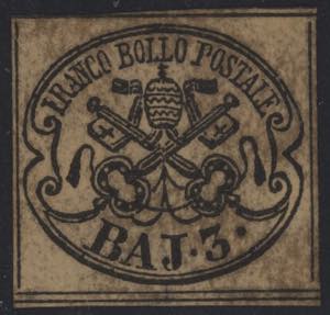 1852 - 3 b. bruno grigiastro chiaro, n° ... 