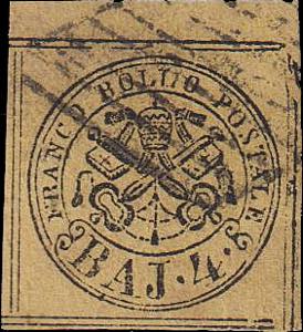 1852 - 4 b. giallo, n° 5A, eccellente, 8 ... 