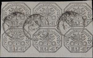 1852 - 6 b. grigio, n° 7a, in splendido e ... 