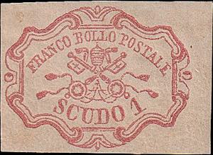 1852 - 1 scudo rosa carminio, n° 11, ... 