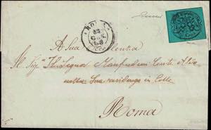 1868 - 5 cent. azzurro verdastro, n° 16b, ... 