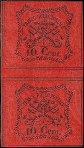 1867 - 10 cent. arancio vermiglio, n° 17, ... 