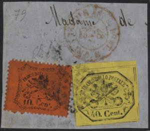 1867 - 40 cent. giallo + 10 cent. vermiglio, ... 