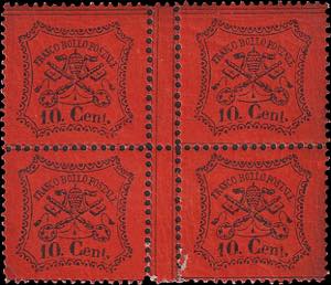 1868 - 10 cent. vermiglio, n° 26a/I, ... 