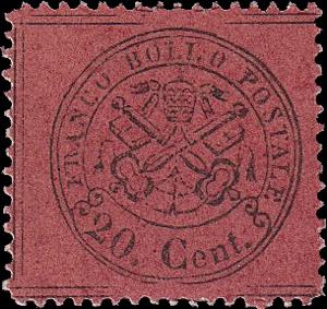 1868 - 20 cent. rosso bruno, n° 27, ... 