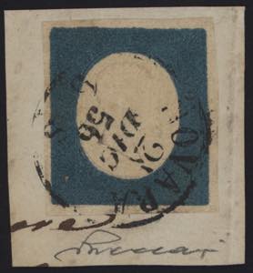 1856 - 20 cent. azzurro chiaro, n° 8b, ... 