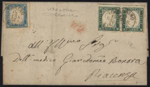 1857 - 5 cent. smeraldo giallastro (coppia) ... 