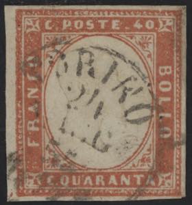 1855 - 40 cent. vermiglio tenue, n° 16, ... 