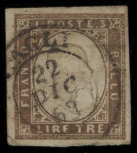 1861 - 3 Lire, n° 18, ottimo, con nitido ... 